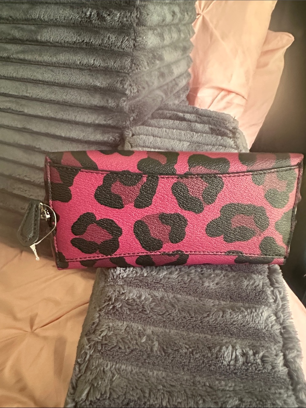 Coach Hot Pink & Black Leopard Print Cosmetic Case - Picture 2 of 5